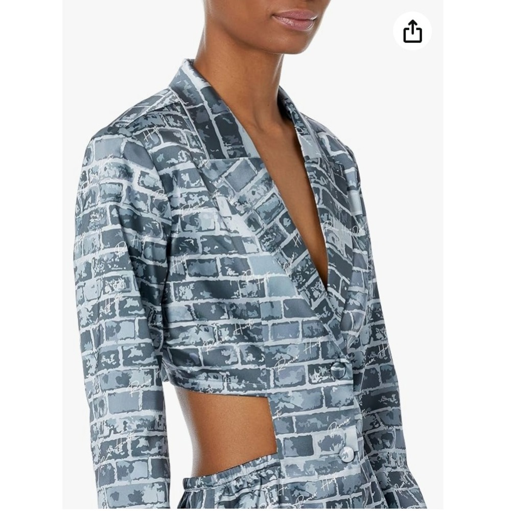 NEW Romeo Hunte x The Drop Brick Print Cutout Blazer Dress Gray 4X